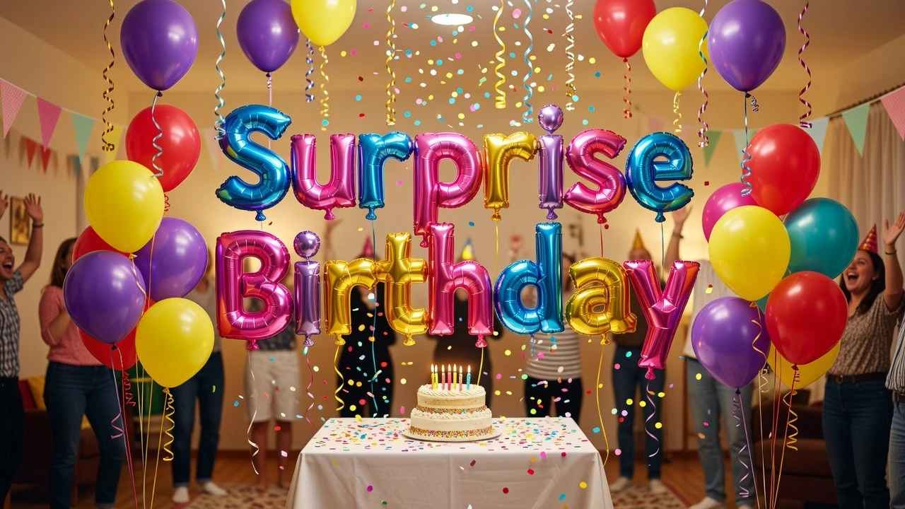 Surprise birthday room and venue decorations